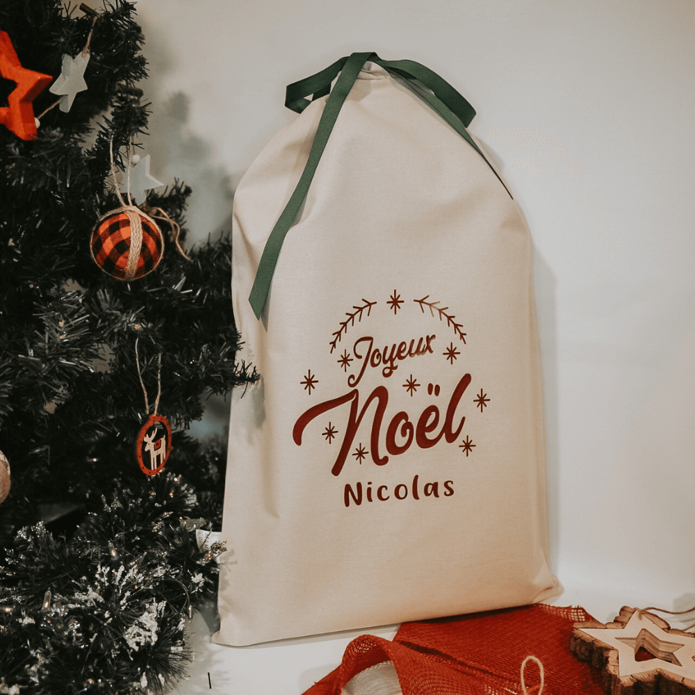 Sac pour cadeaux de Noël - Joyeux Noël - Personnalisable